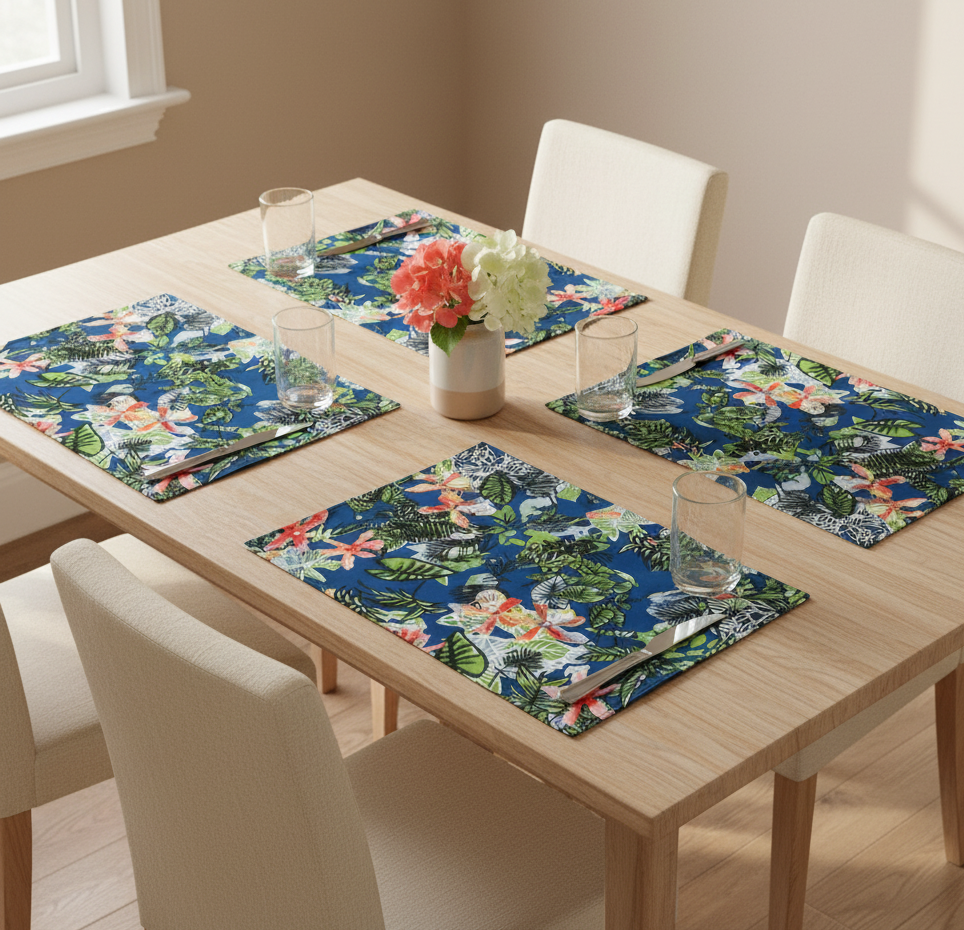Reversible Placemats - Navy Tropics with Ink Reverse (set of 4)
