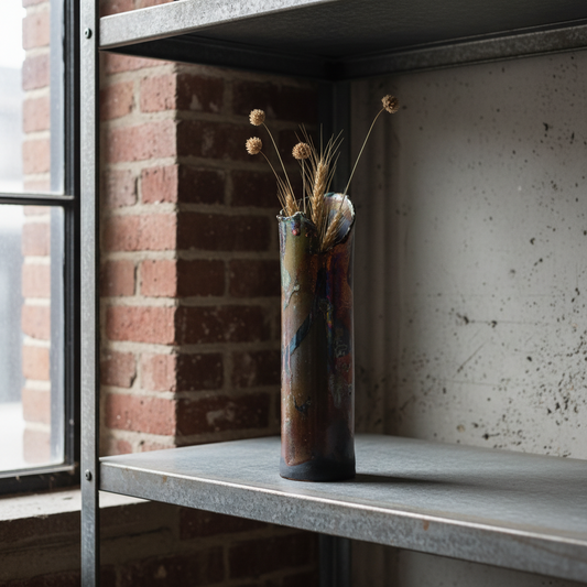 Raku Decorative Vase - Copper Glaze