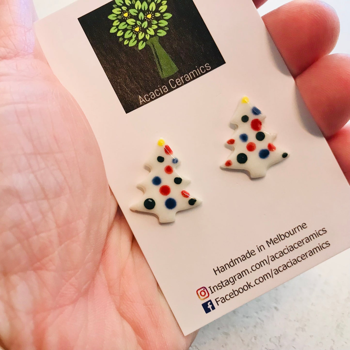 Hand Painted Christmas Stud Earrings