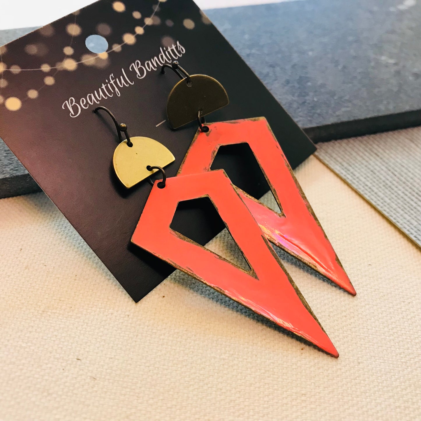 Mixed Metal and Resin Earrings - large