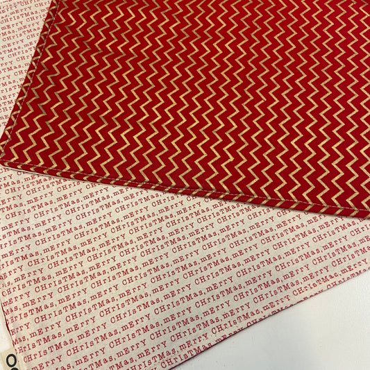 Reversible Christmas Placemats - Merry Christmas with Chevron on Reverse (set of 4)