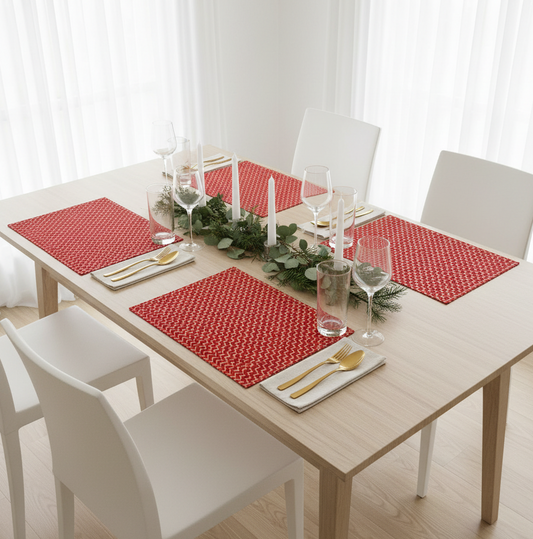 Reversible Christmas Placemats - Merry Christmas with Chevron on Reverse (set of 4)