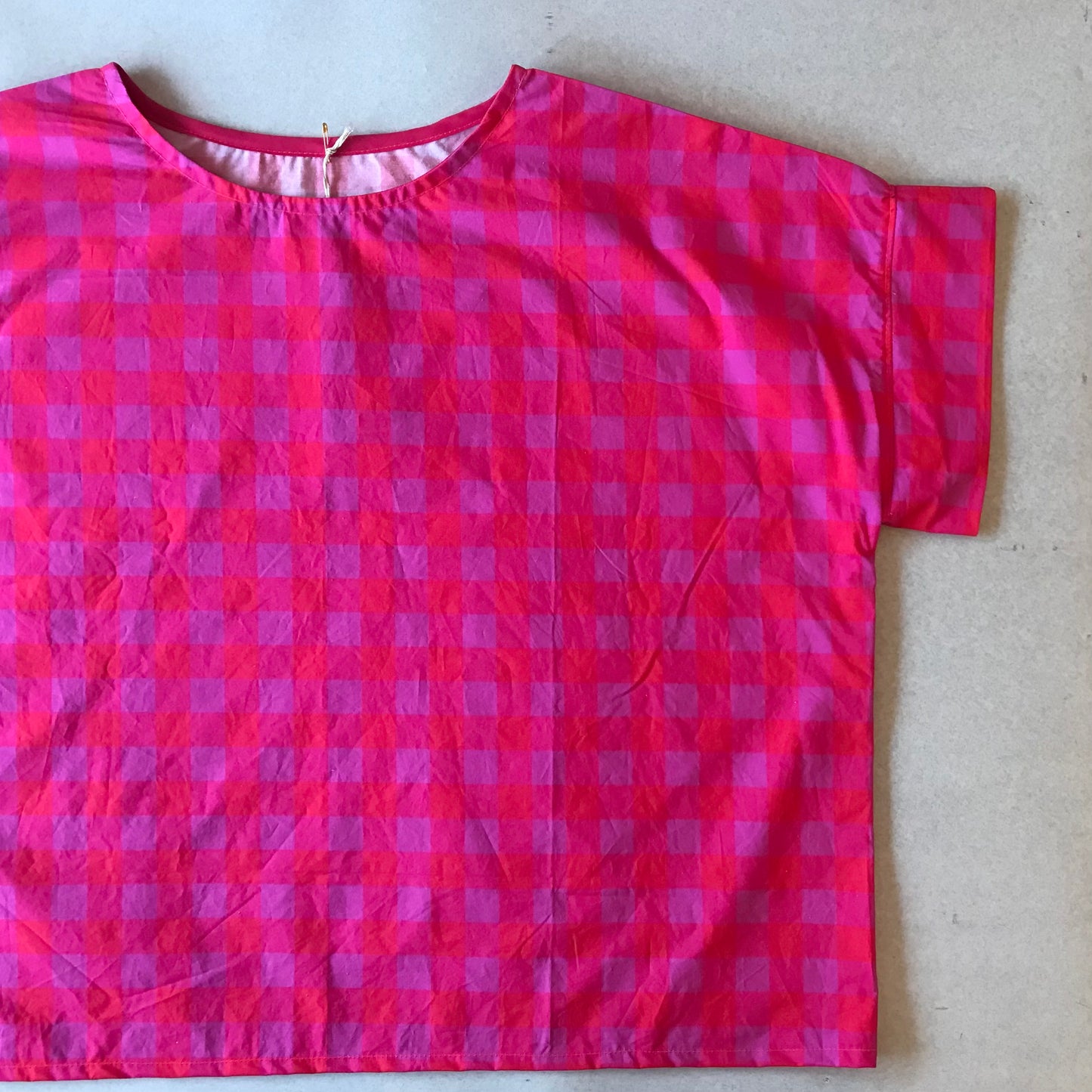 Handmade Women’s Box Top - Fuschia Check (M/L)