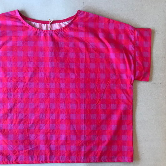 Handmade Women’s Box Top - Fuschia Check (M/L)