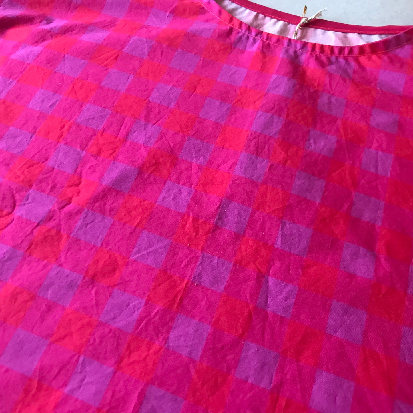 Handmade Women’s Box Top - Fuschia Check (M/L)