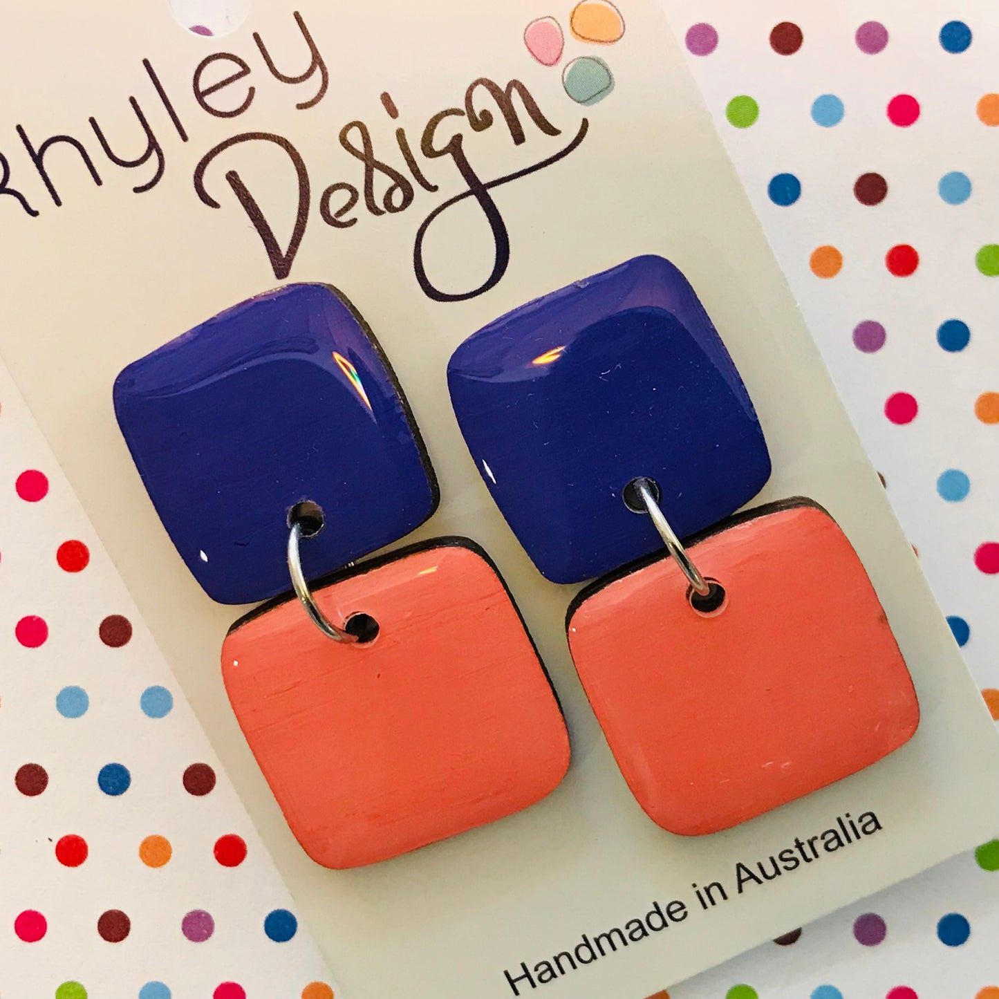 High Gloss Twin Cube Statement Earrings