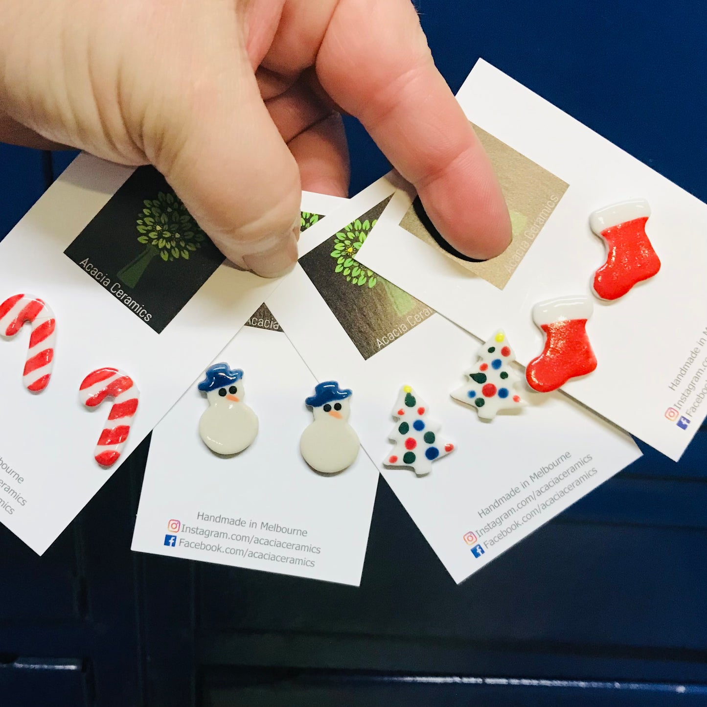 Hand Painted Christmas Stud Earrings