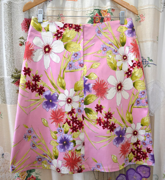 Women's Handmade Pocket Skirt - Pink Watercolour ** ON SALE **
