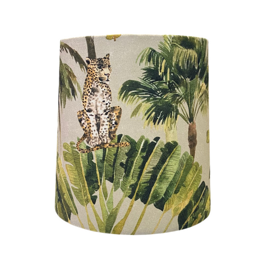 Cream Textued Rippled Table Lamp with Jungle Palms Shade