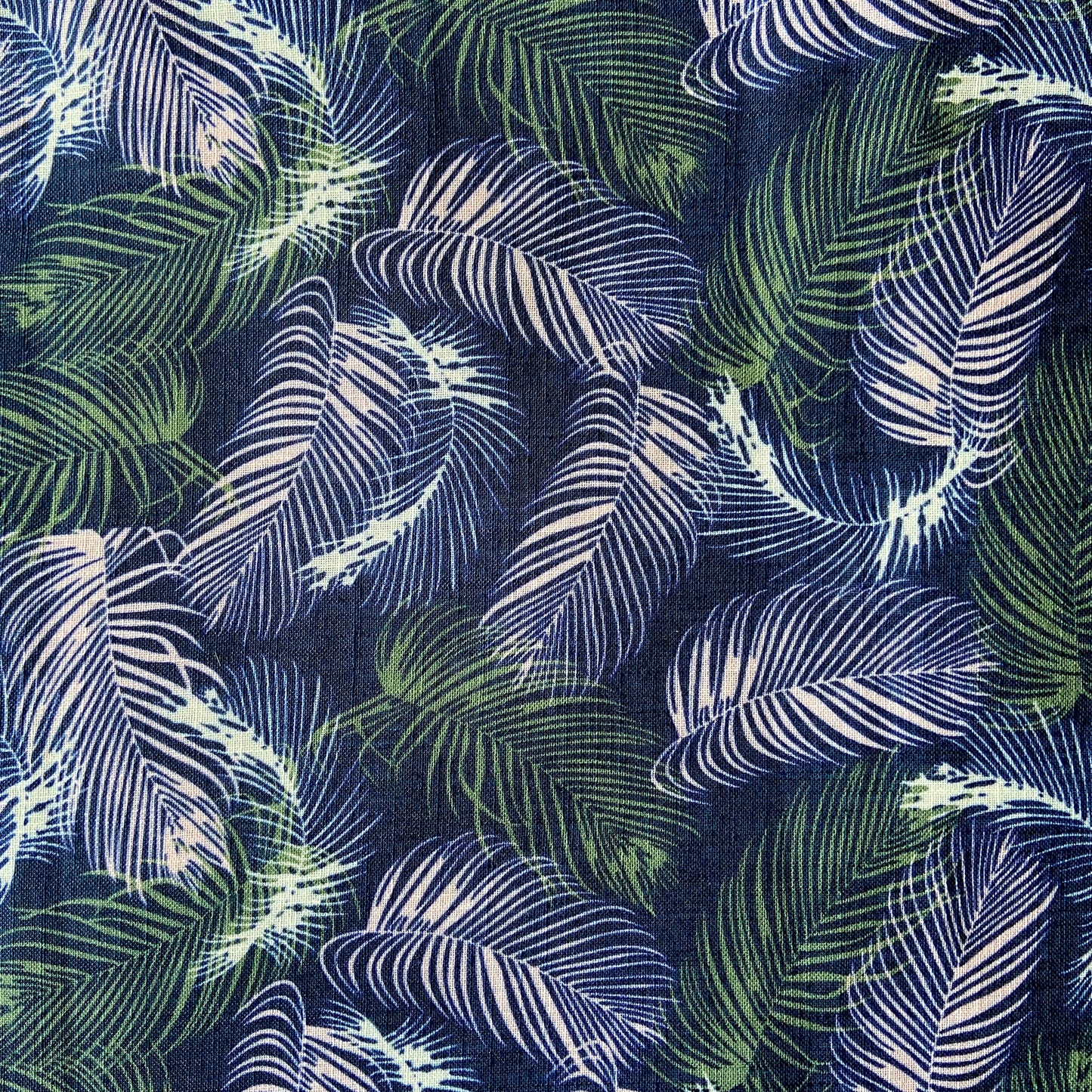 Custom Lamp Shade only - Feathery Leaves on Navy