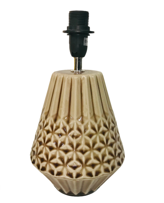 Lamp Base Only - Patterned Glazed Diamond Ceramic Brown Table Lamp