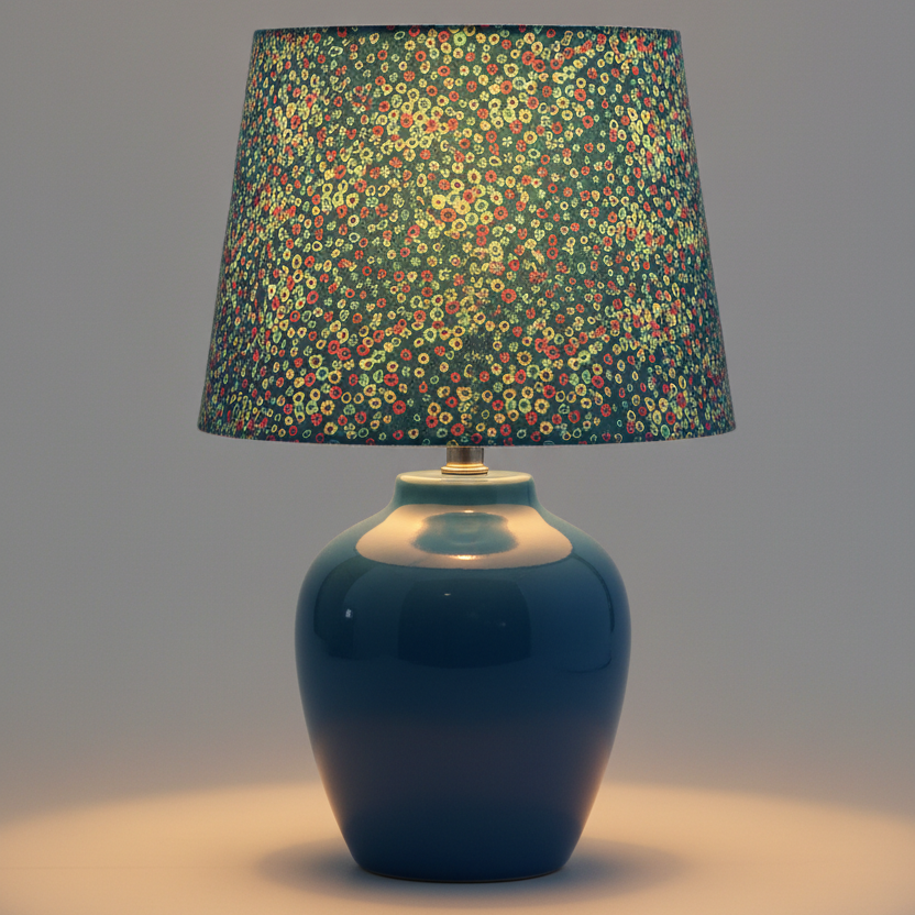 Custom Lamp Shade only - Retro Mini Flowers on Blue