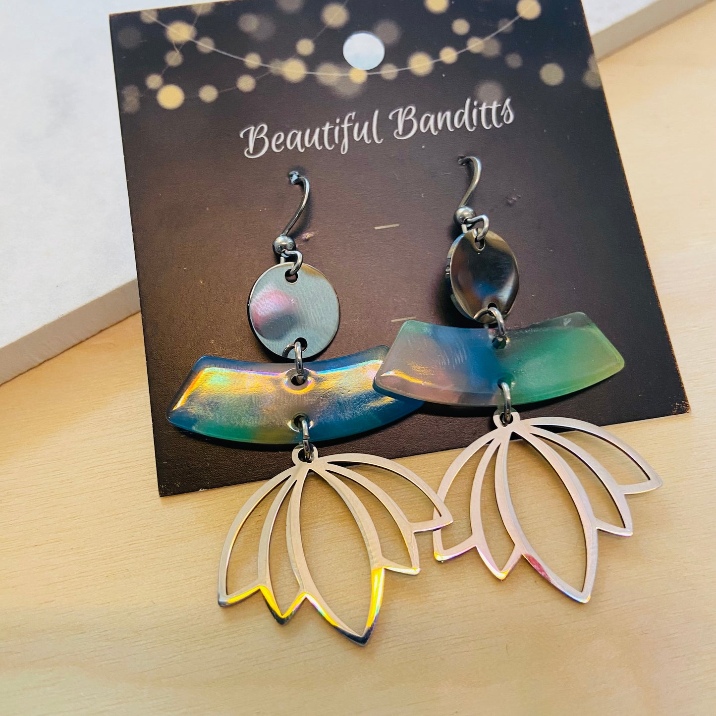 Mixed Metal and Resin Earrings - large