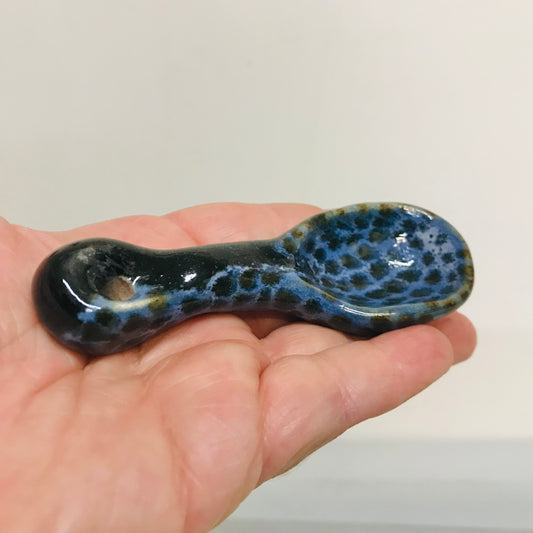 Handcrafted Pottery Spoon - Ink Spot