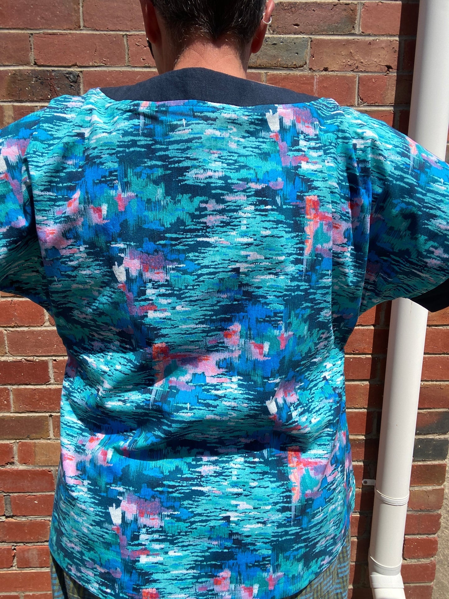 Women's Handmade Paneled Top - Rounders Blue Moods