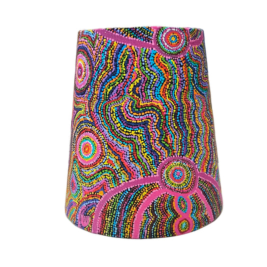 Blue Ceramic Table Lamp with Warlu Warlu Jukurrpa (pair available)