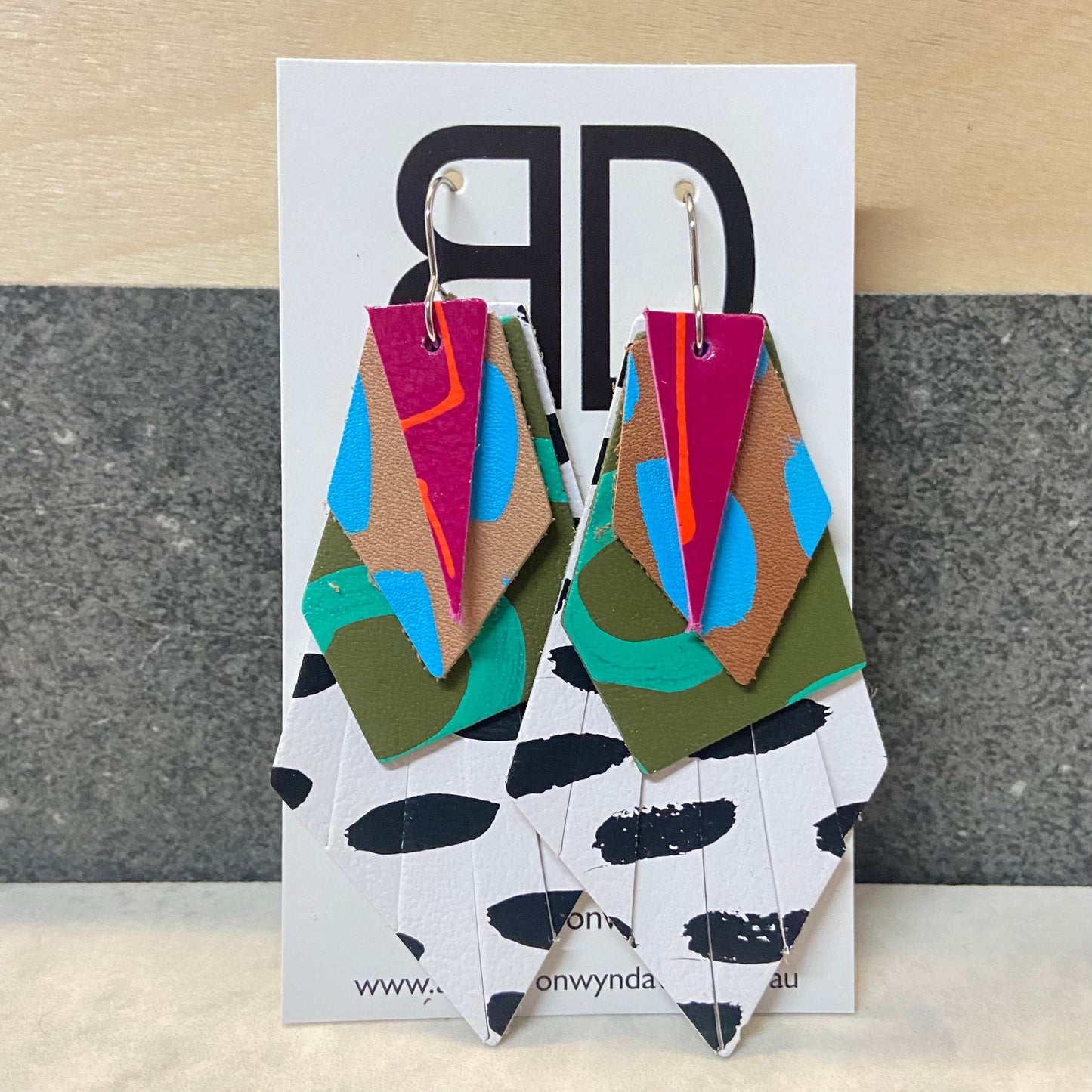Hand painted leather earrings - The Aviary