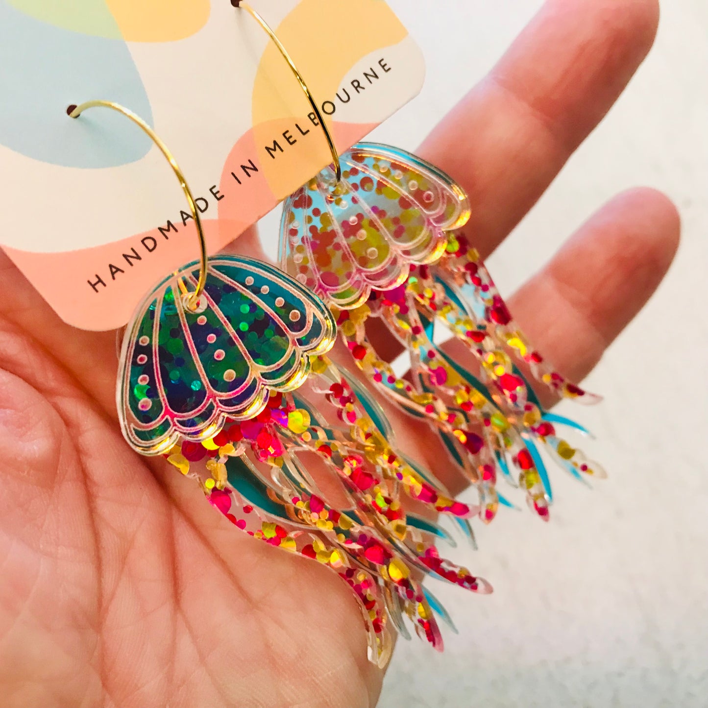 Novelty Acrylic Earrings - Three Piece Jellyfish