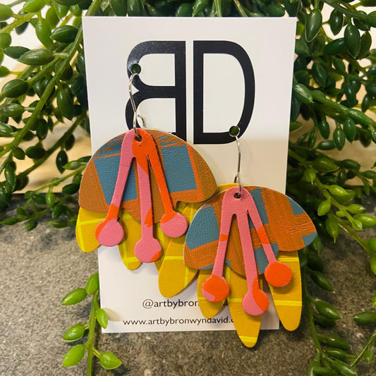 Handmade Painted Leather Earrings - The Layered Gumnut