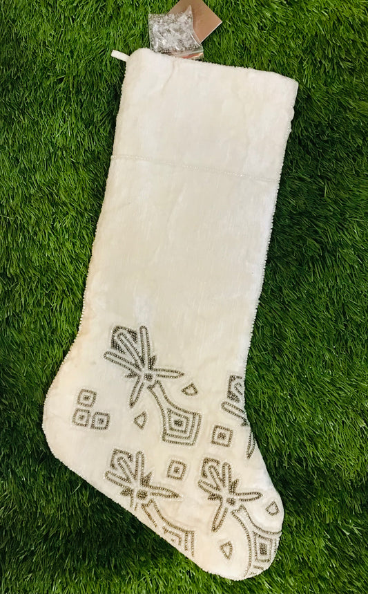 Deluxe Velvet and Hand-beaded Christmas Stocking ** ON SALE **
