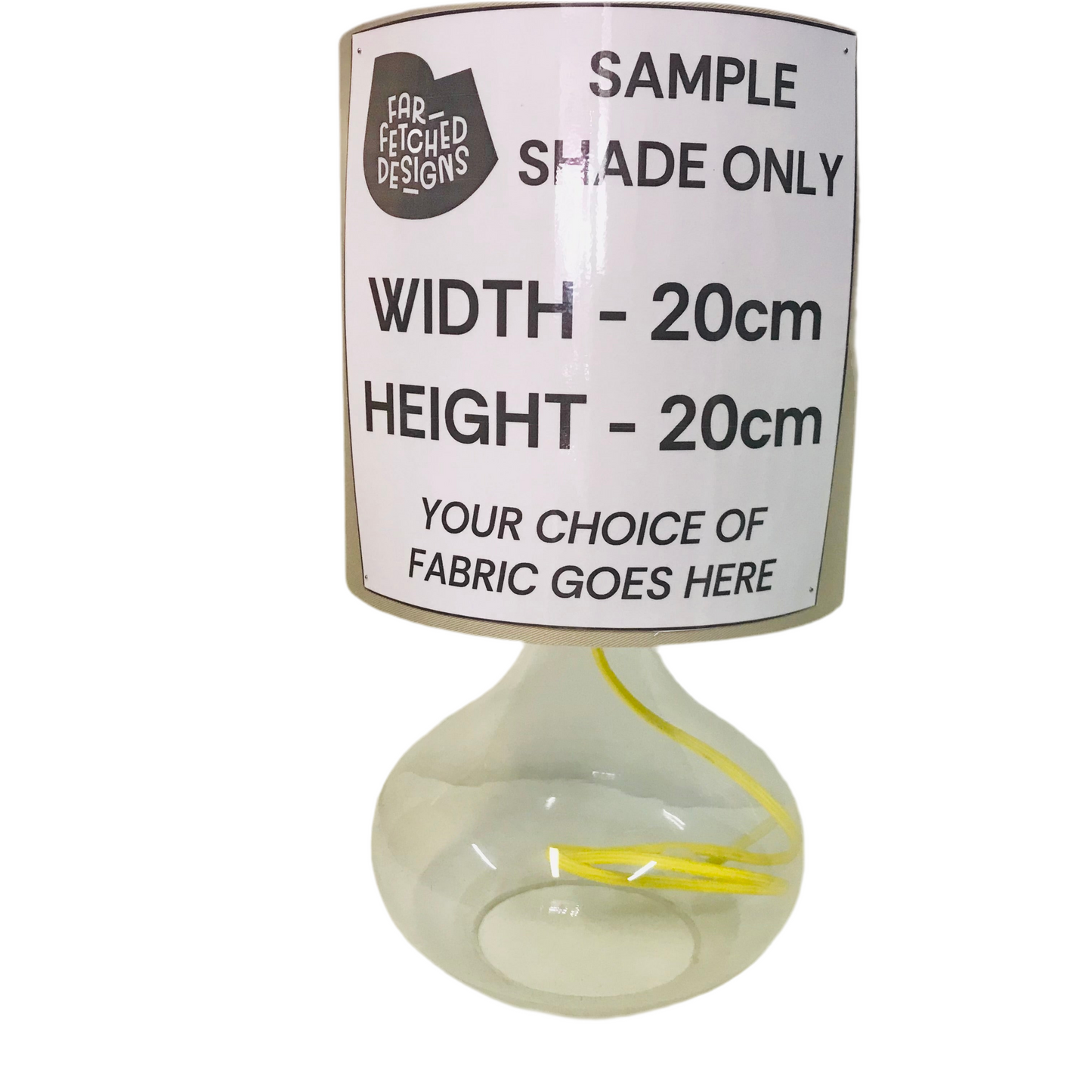 Lamp Base Only - Squat Glass Table Lamp with Yellow Cord