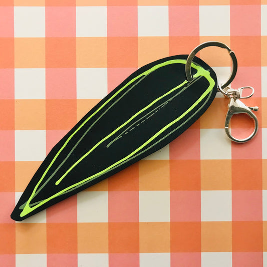 Handpainted Leather Keyrings - leaf