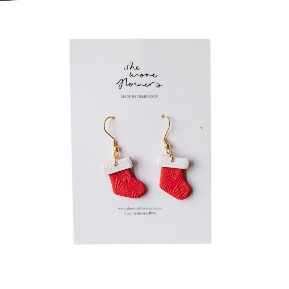 Christmas Polymer Clay Earrings - Stockings