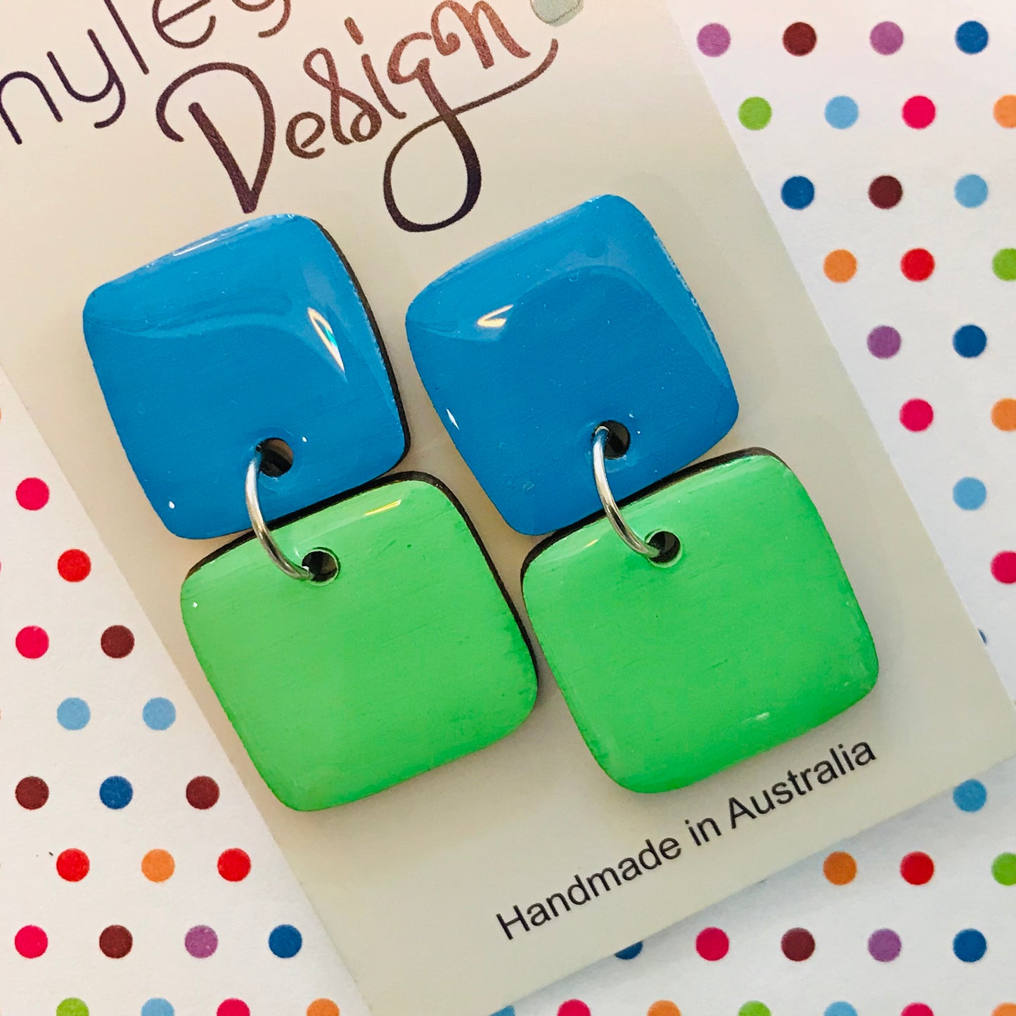 High Gloss Twin Cube Statement Earrings