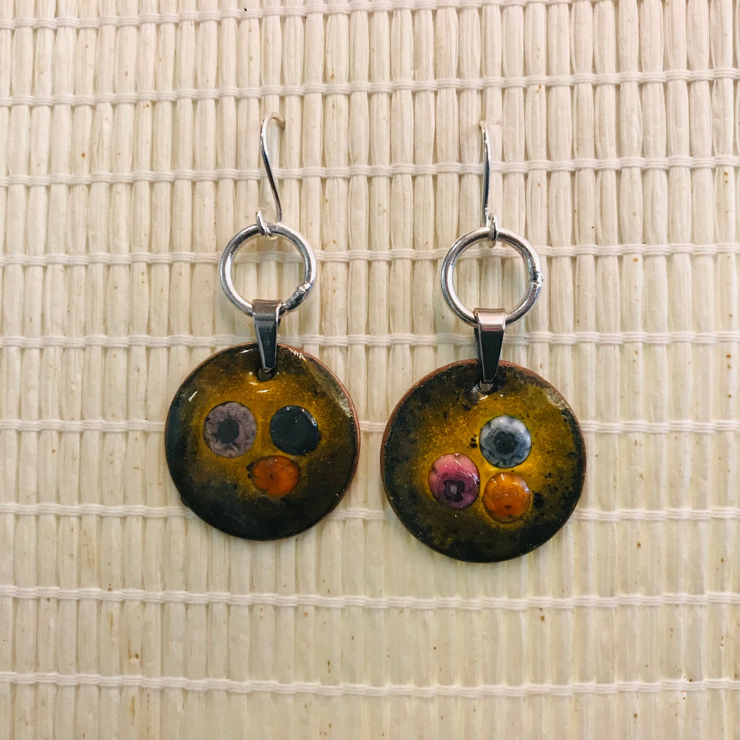 Handpainted Earrings - Enamel on Copper