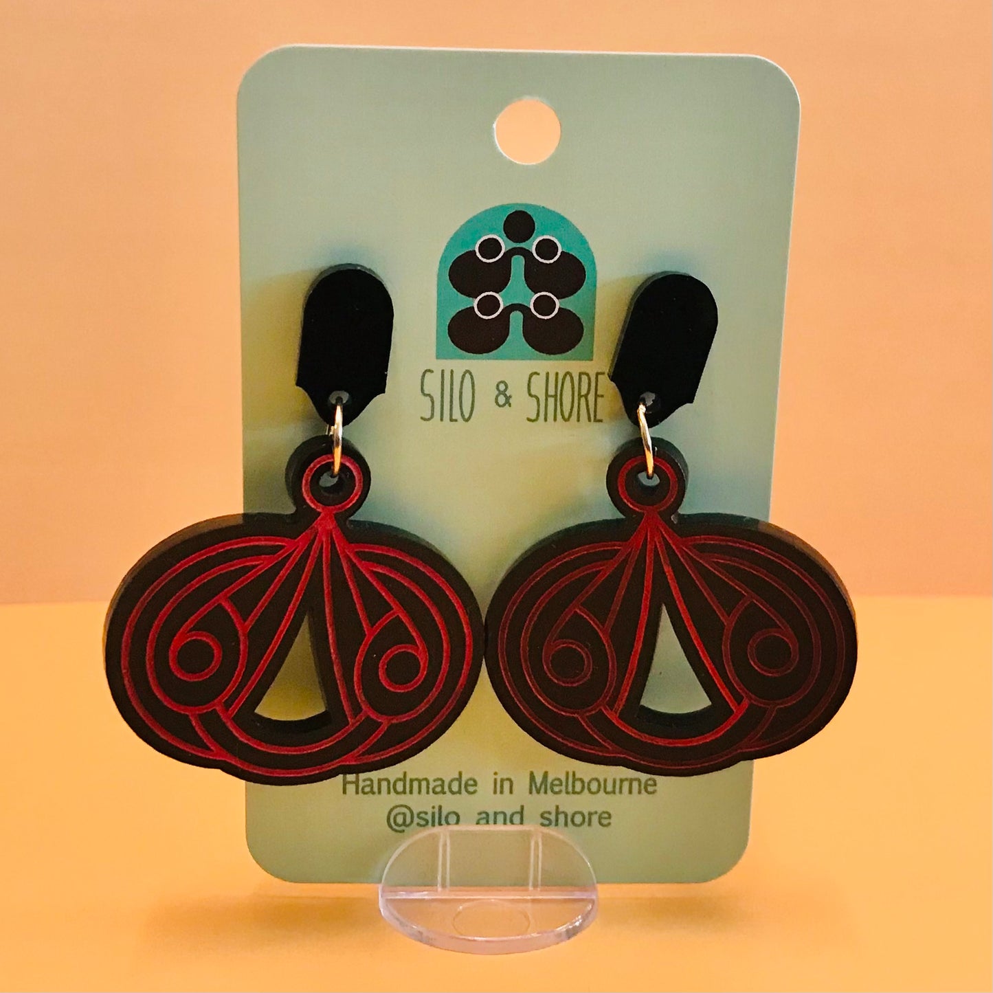 Art Deco Acrylic Earrings - Pumpkins