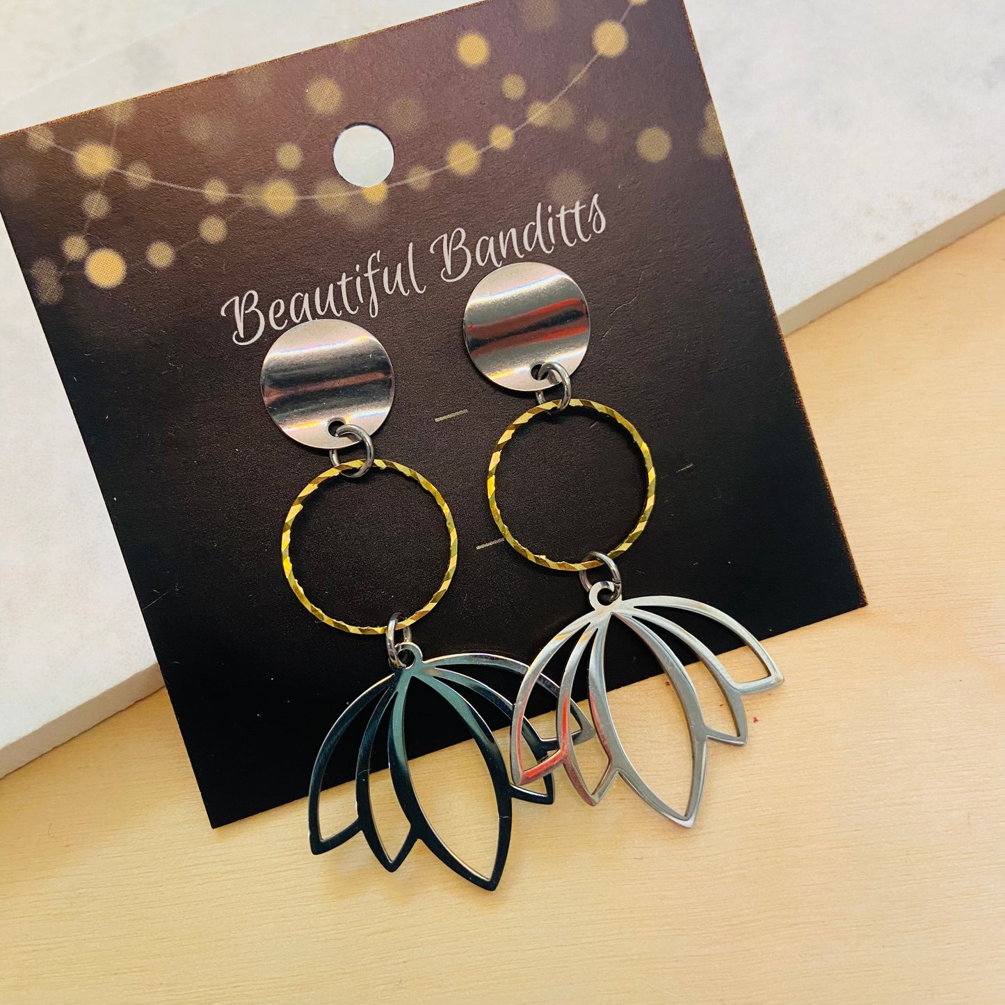 Mixed Metal and Resin Earrings - large