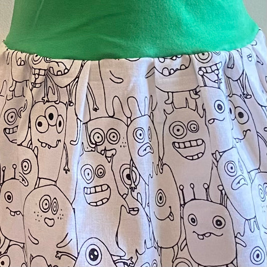 Short Sleeve Winnie Dress - APPLE GREEN WITH BUDDIES **ON SALE**