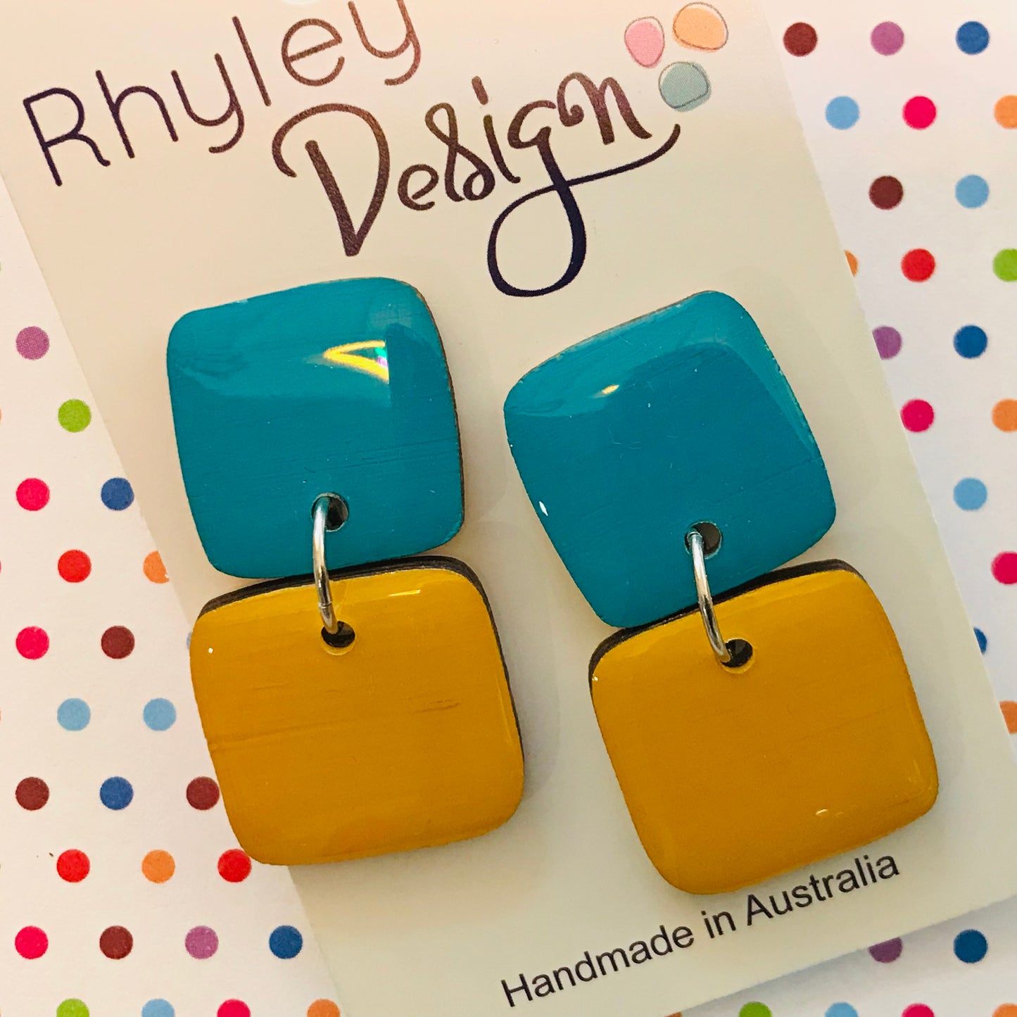 High Gloss Twin Cube Statement Earrings