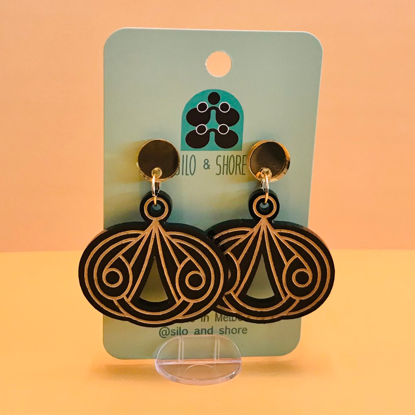 Art Deco Acrylic Earrings - Pumpkins