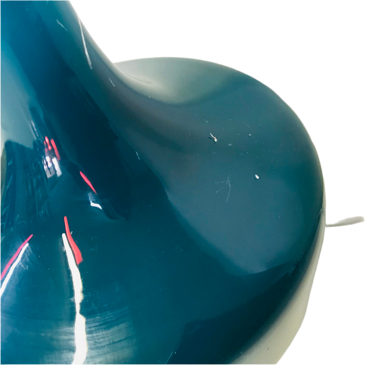 Lamp Base Only - Green Teal Glass Squat Table Lamp