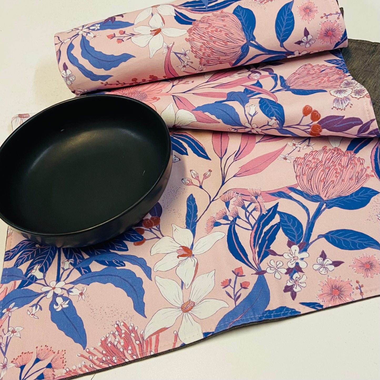 Reversible Placemats - Musk Floral with Indigo Reverse (set of 4)