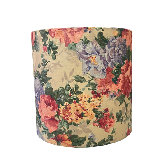 Brass Detailed Table Lamp with Vintage Roses Shade