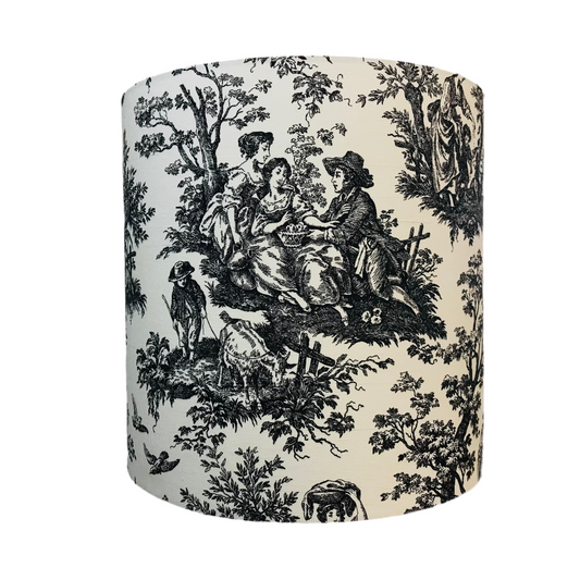 Floor Lamp with Waverly County Life Toile Monochrome Shade