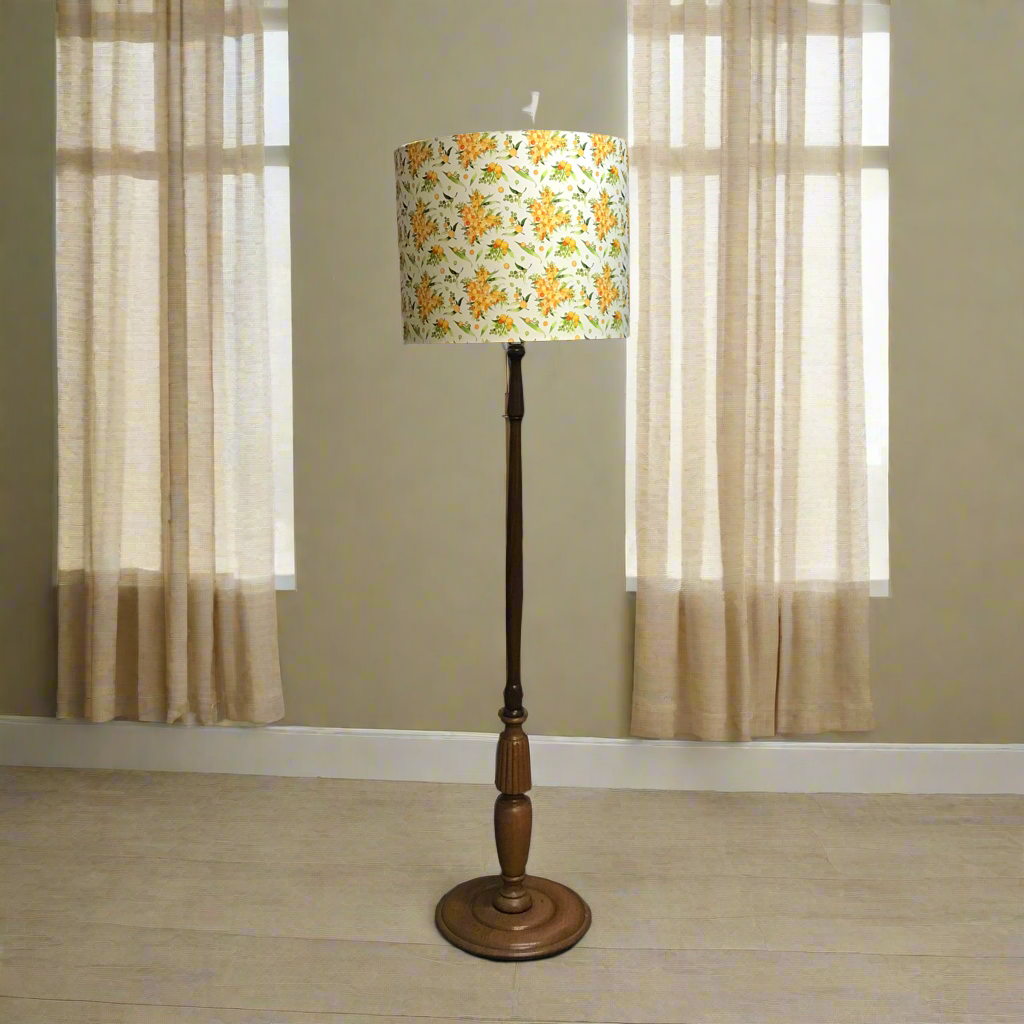 Custom Lamp Shade only - Yellow Wattle on White