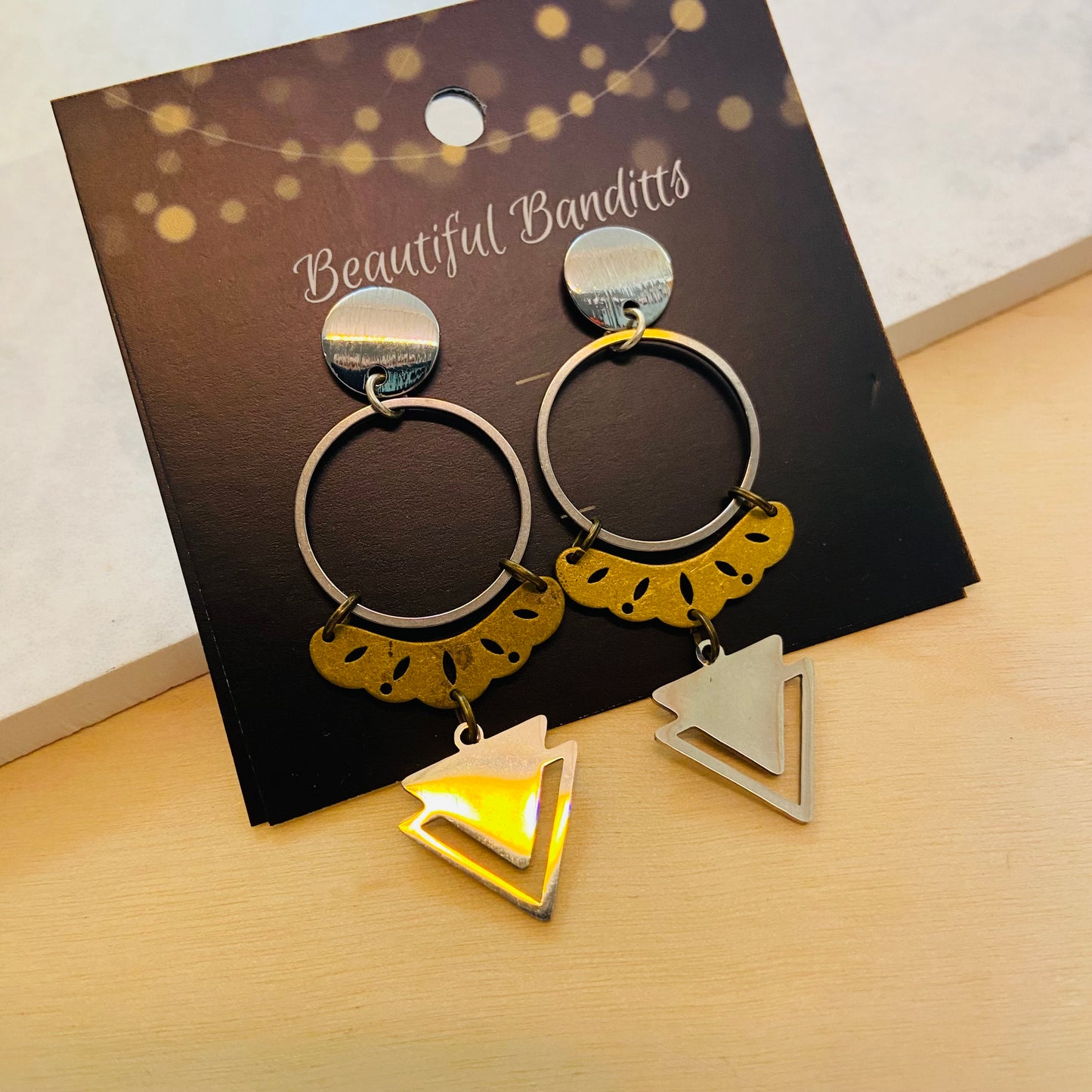Mixed Metal and Resin Earrings - large
