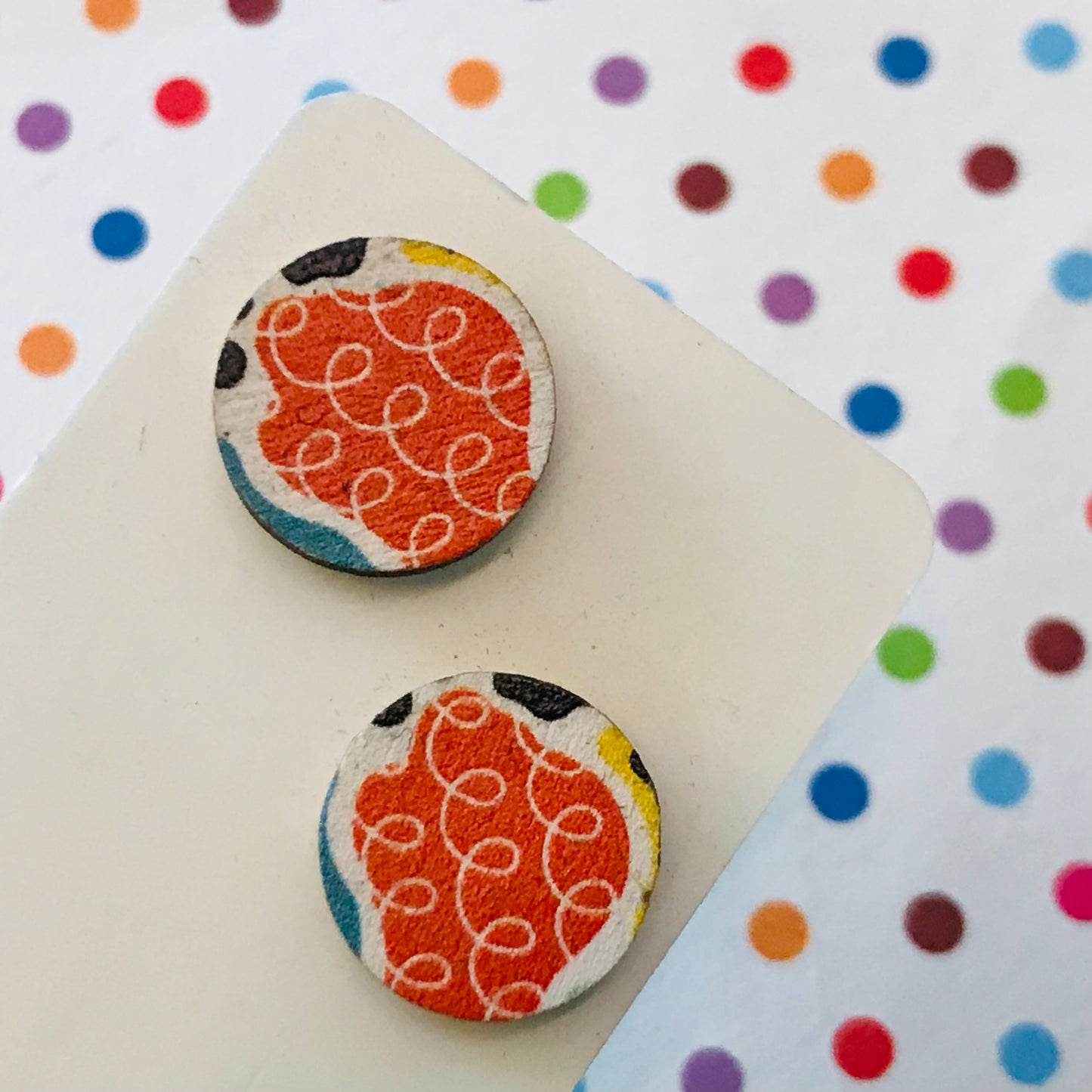 Novelty Studs Earrings - Graphic Wood