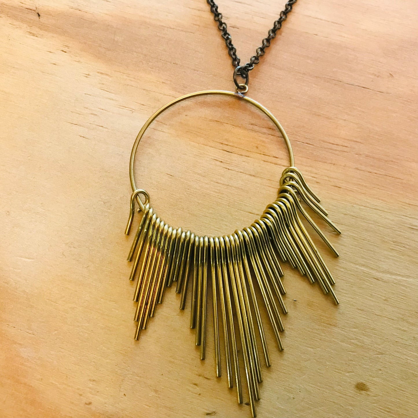 Mixed Metal Necklace - Mega Hoop Spike