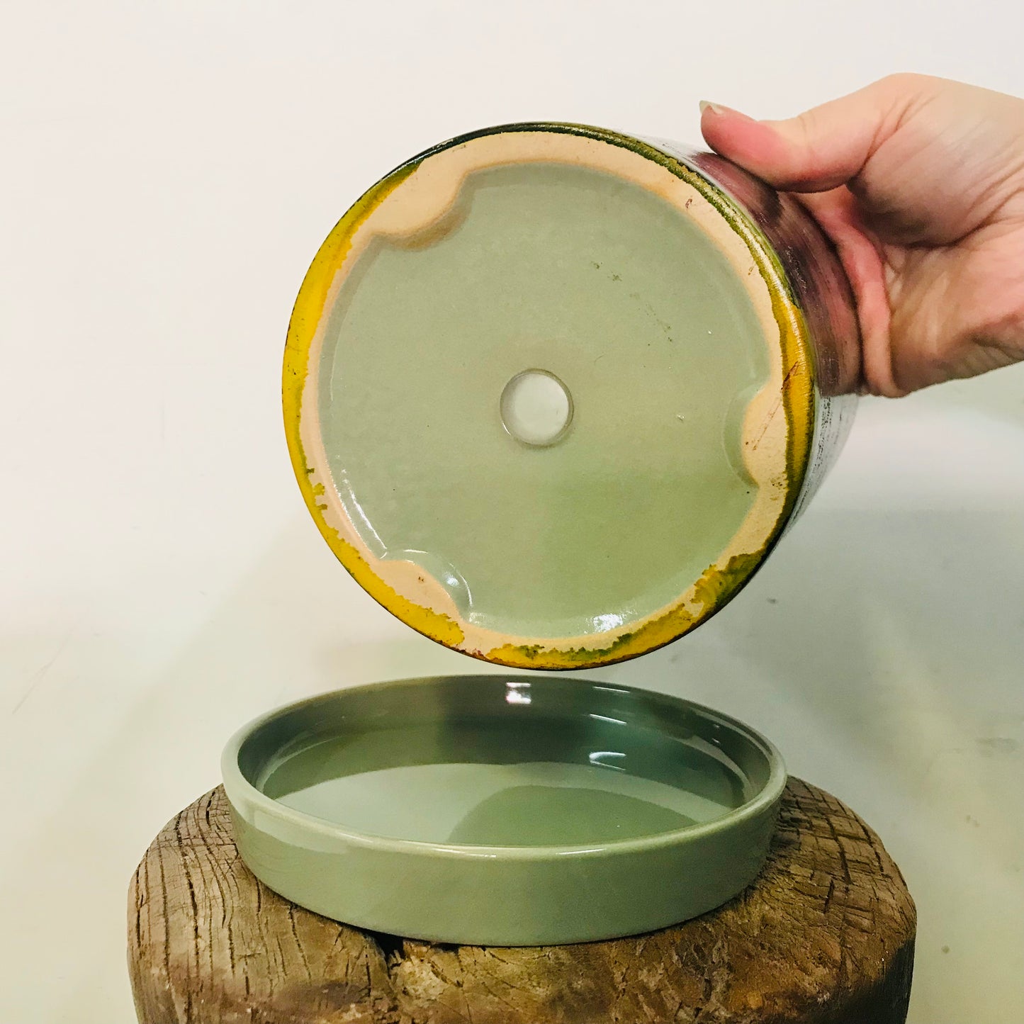 Alcohol Ink planter pot with tray - Dark Dusk