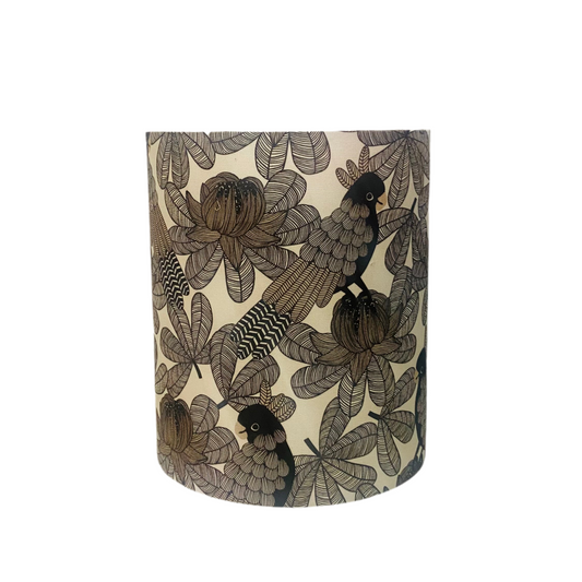 Mirrored Pewter Table Lamp with Gang Gang Cockatoos Shade