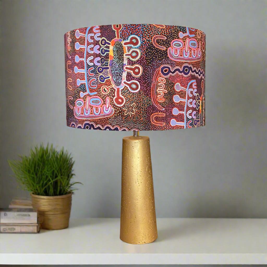 Gold Concrete Pillar Table Lamp with Water Dreaming Shade