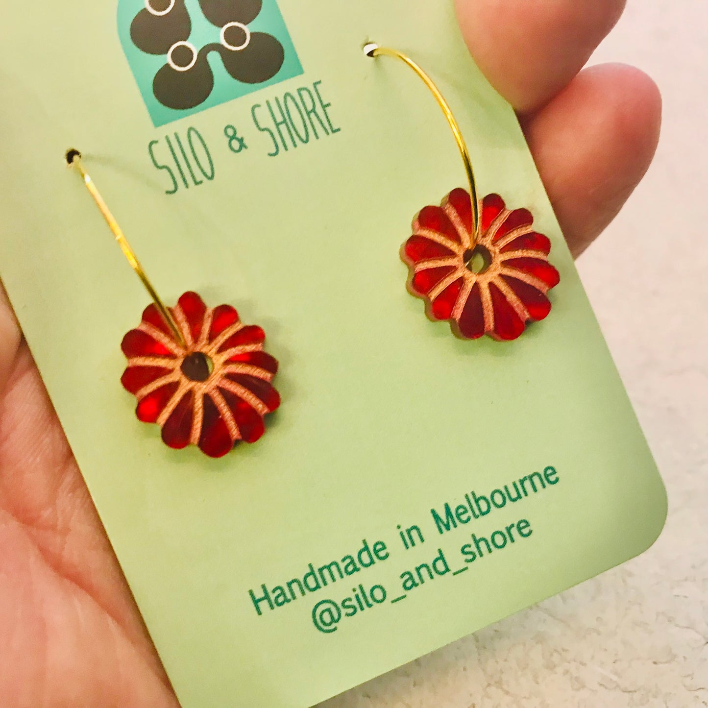 Art Deco Acrylic Earrings - Sunny Hoops