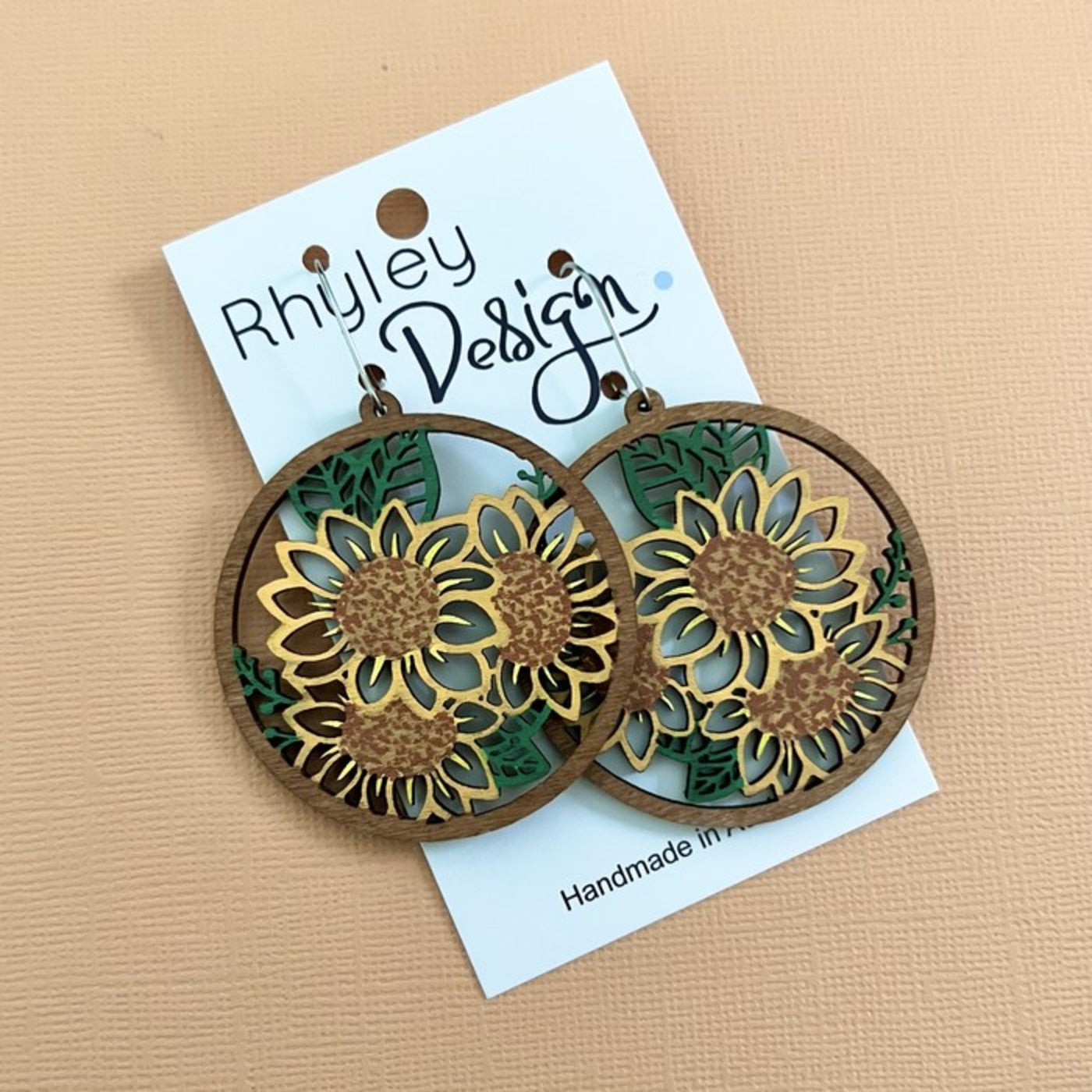 Floral Wood Statement Earrings