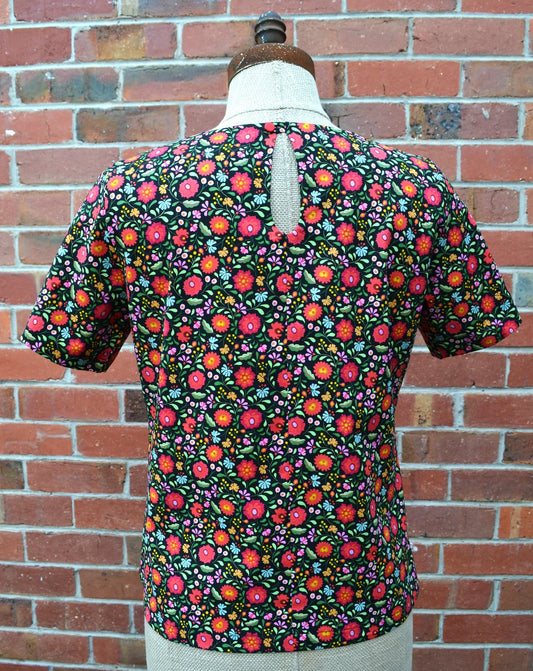 Women's Handmade Keyhole Top - Folk Floral