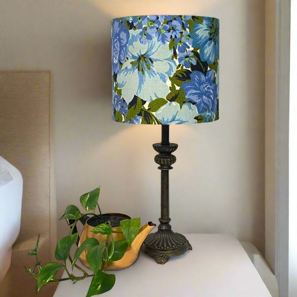 Custom Lamp Shade only - Vintage Floral in Blues