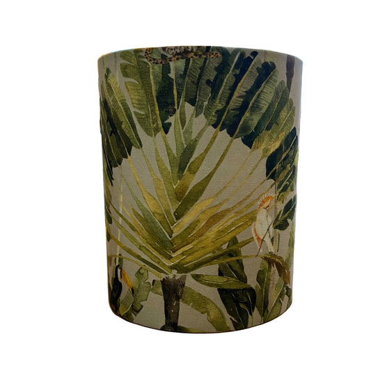 Black Ceramic Raindrop Table Lamp with Jungle Palms Shade (pair available)